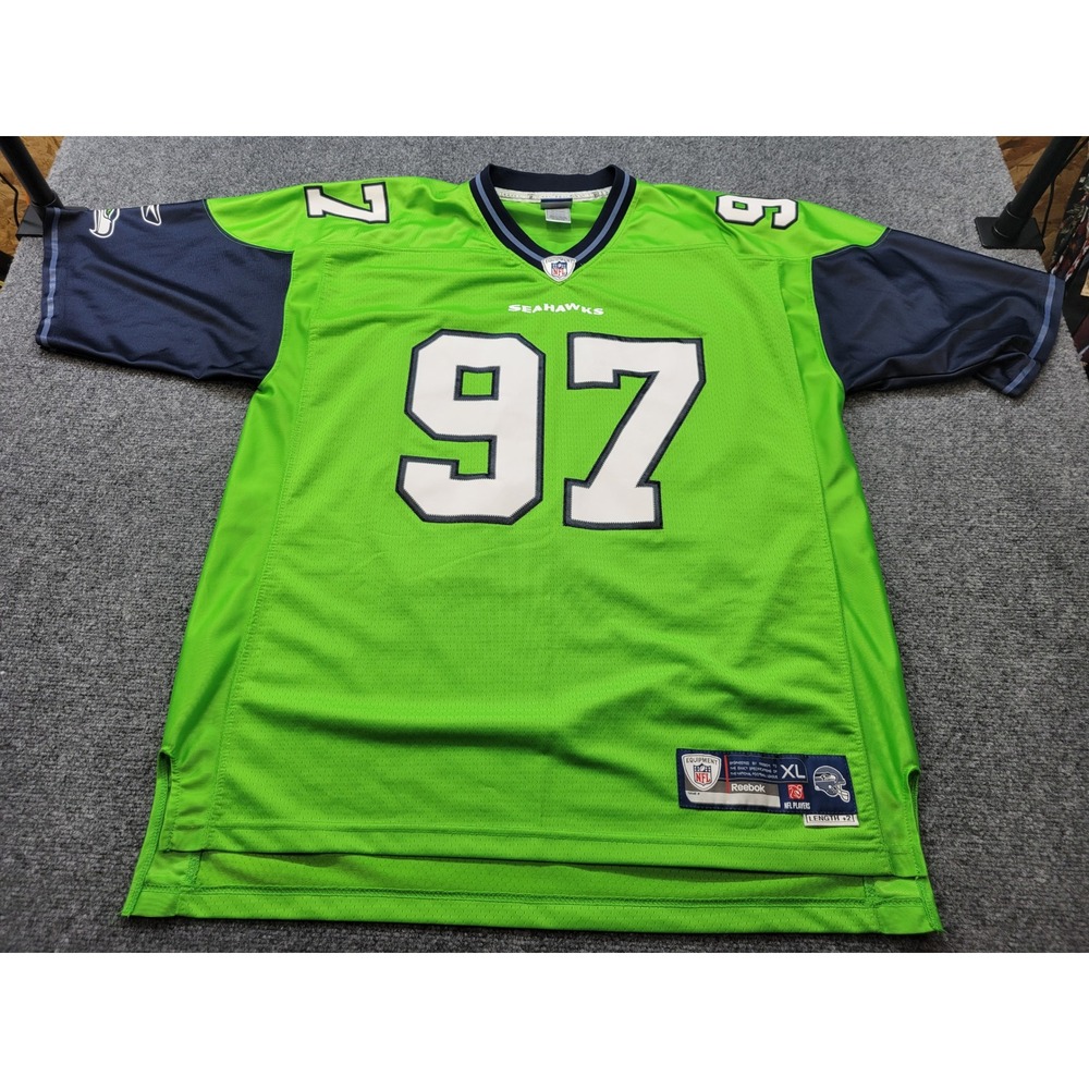 Reebok NFL Seattle Seahawks Patrick Kerney 97 Jersey Lime Green Mens XL 7048A 09